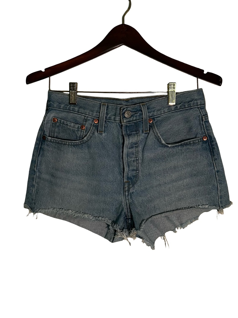Levi's Raw Hem Mid-Blue Women's Denim Shorts